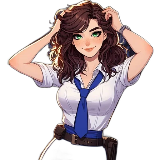 staff, dress, jacket, cartoon, pixel art, anime, fantasy art, female transparent PNG cut-out