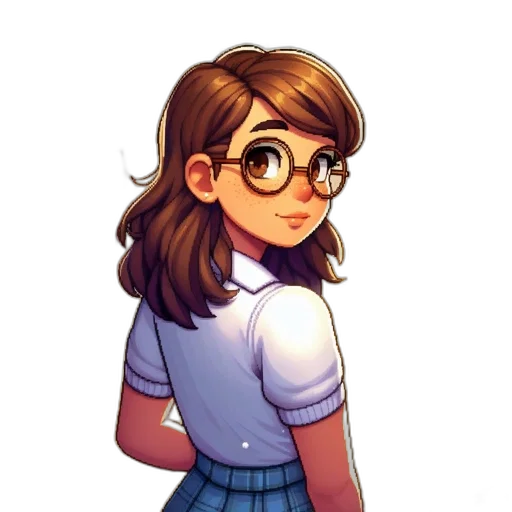 dress, face, staff, jacket, pixel art, cartoon, anime, watercolor transparent PNG cut-out