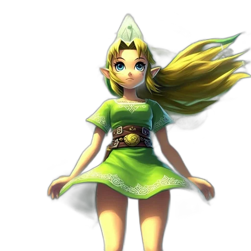 dress, staff, crown, hair, concept art, 3d render, pixel art, fantasy art transparent PNG cut-out