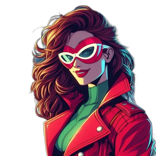 jacket, mask, face, comic book art, concept art, cartoon, fantasy art, neon lights transparent PNG cut-out