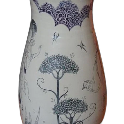 bottle, photorealistic, white, ceramic, vase, intricate, blue, green transparent PNG cut-out