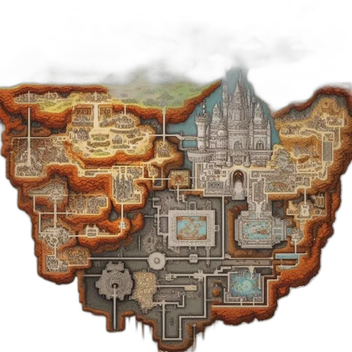 concept art, pixel art, fantasy art, 3d render, extensive, underground, city, comprises transparent PNG cut-out