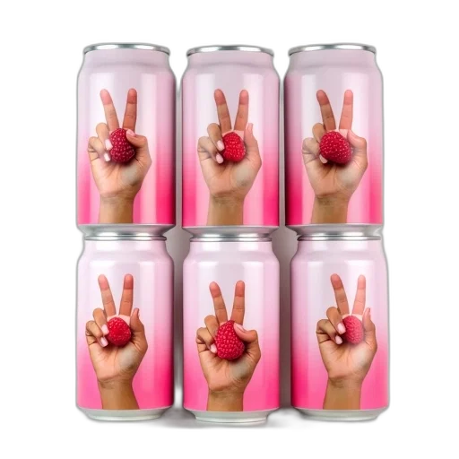 bottle, vaporwave, collection, six, cans, peace, tea, pink transparent PNG cut-out