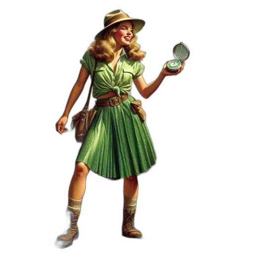 staff, hat, dress, concept art, 3d render, fantasy art, photorealistic, green transparent PNG cut-out