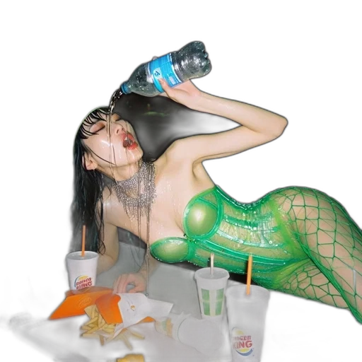 bottle, dress, concept art, cyberpunk, photorealistic, 3d render, underwater, neon lights transparent PNG cut-out