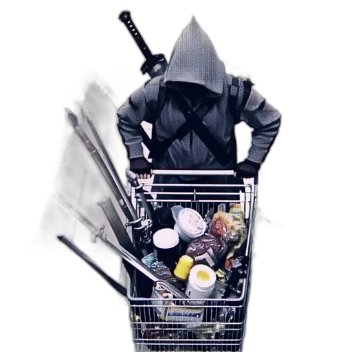 jacket, food, weapon, umbrella, photorealistic, concept art, 3d render, monochrome transparent PNG cut-out