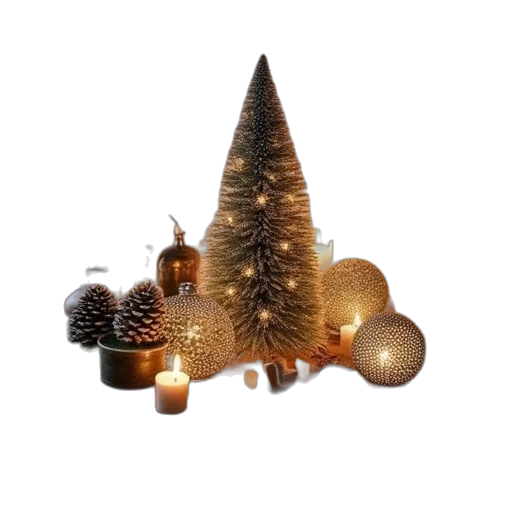 tree, crown, 3d render, earth tones, golden, christmas, decor, easy transparent PNG cut-out