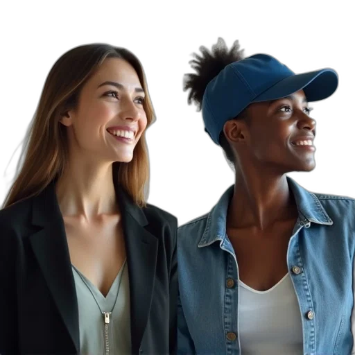 jacket, hat, staff, face, blue, split-screen, image, featuring transparent PNG cut-out
