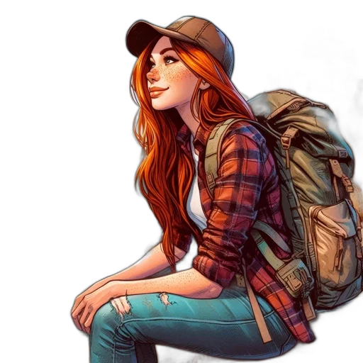 jacket, hat, face, comic book art, concept art, cartoon, fantasy art, red transparent PNG cut-out