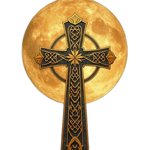 sword, staff, jewelry, weapon, fantasy art, golden, celtic, cross transparent PNG cut-out