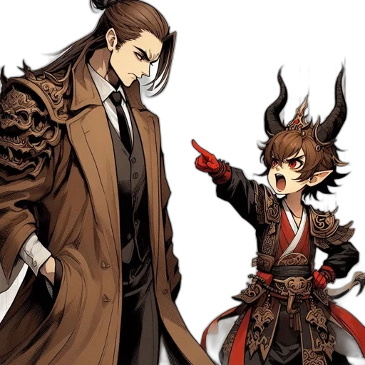 staff, concept art, two, animated, characters, tall, man, stern transparent PNG cut-out