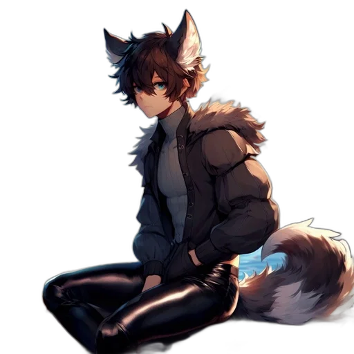 jacket, staff, animal, creature, pixel art, watercolor, concept art, anime transparent PNG cut-out