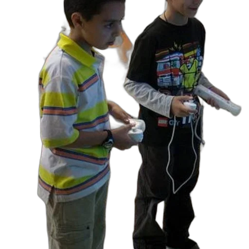 robot, staff, 3d render, concept art, two, boys, play, video transparent PNG cut-out