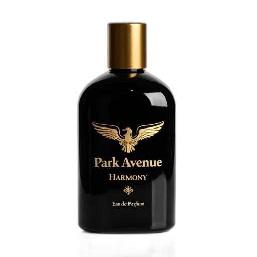 bottle, black, golden, cap, winged, emblem, label, featuring transparent PNG cut-out
