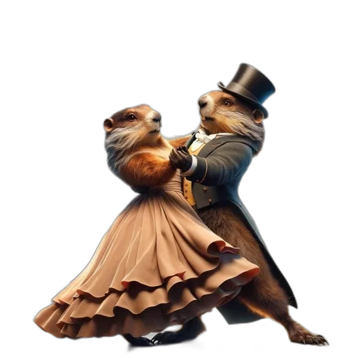 animal, dress, hat, staff, concept art, 3d render, two, anthropomorphic transparent PNG cut-out
