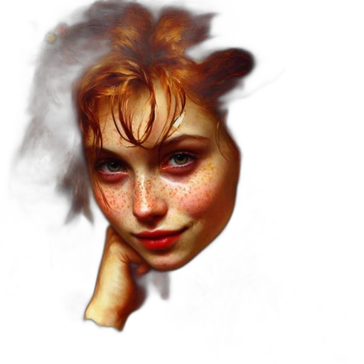 face, mask, hair, crown, photorealistic, oil painting, concept art, 3d render transparent PNG cut-out