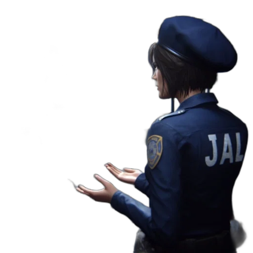 jacket, staff, robot, face, concept art, 3d render, photorealistic, anime transparent PNG cut-out