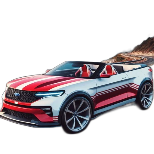 car, concept art, photorealistic, 3d render, cartoon, modern, red, white transparent PNG cut-out