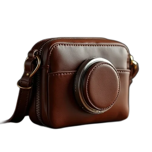 face, photorealistic, earth tones, brown, camera, pouch transparent PNG cut-out