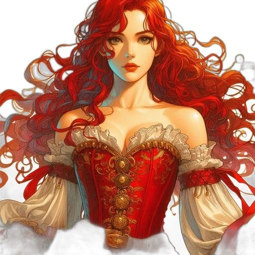 dress, crown, fantasy art, concept art, comic book art, photorealistic, fire, red transparent PNG cut-out