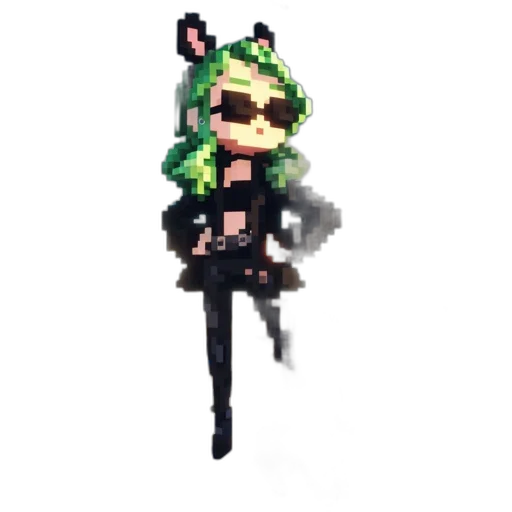 staff, dress, creature, weapon, pixel art, cyberpunk, anime, concept art transparent PNG cut-out