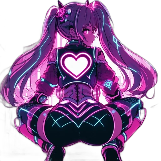 robot, dress, mask, weapon, anime, concept art, pixel art, cyberpunk transparent PNG cut-out