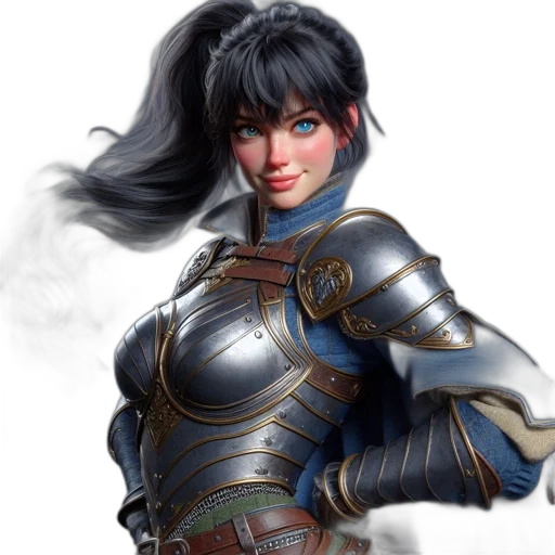 fantasy art, concept art, photorealistic, comic book art, blue, dark, female, character transparent PNG cut-out