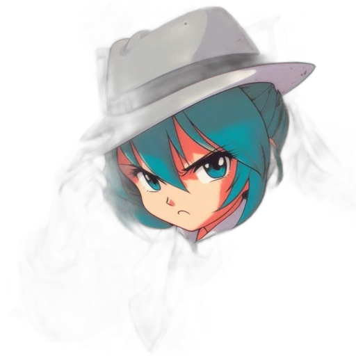 hat, mask, face, weapon, anime, vaporwave, concept art, pixel art transparent PNG cut-out