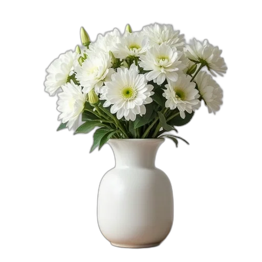 flower, crown, photorealistic, 3d render, white, vase, bouquet, flowers transparent PNG cut-out
