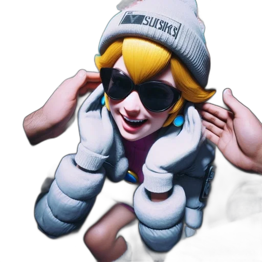 hat, mask, jacket, 3d render, concept art, vaporwave, photorealistic, animated transparent PNG cut-out