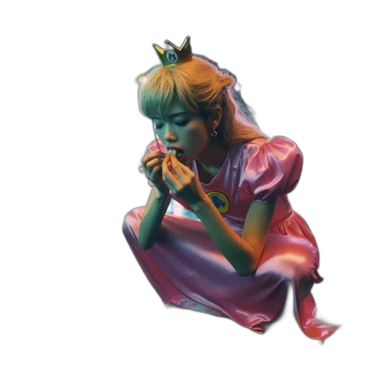 dress, crown, mask, creature, concept art, fantasy art, vaporwave, watercolor transparent PNG cut-out