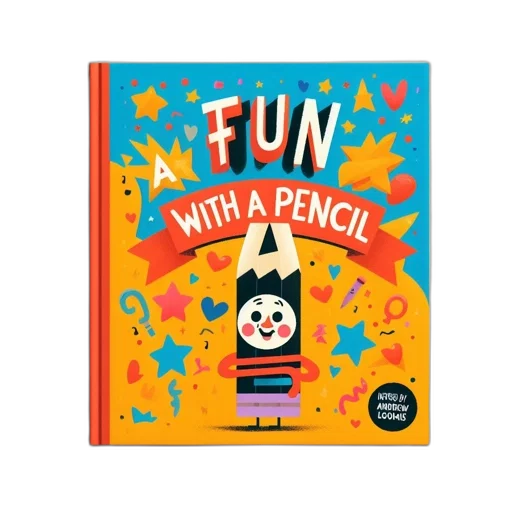 vibrant, book, cover, features, title, fun, pencil, bright transparent PNG cut-out