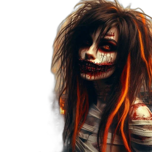 face, creature, hair, mask, concept art, photorealistic, fantasy art, comic book art transparent PNG cut-out