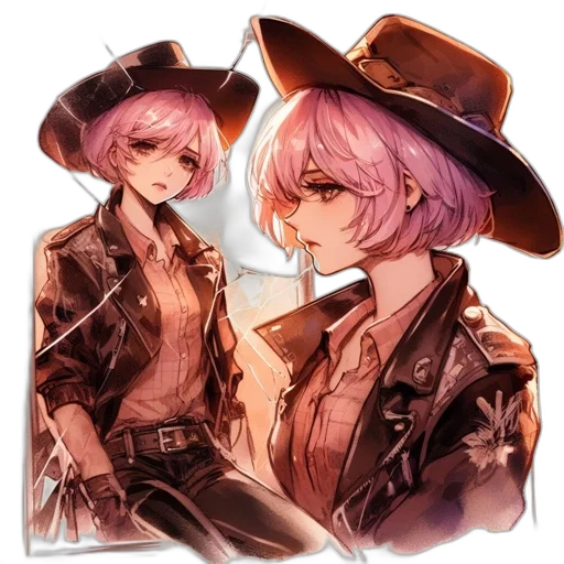 hat, jacket, staff, weapon, concept art, watercolor, anime, fantasy art transparent PNG cut-out
