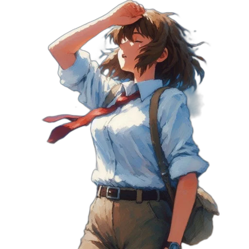 staff, jacket, dress, weapon, anime, concept art, watercolor, oil painting transparent PNG cut-out