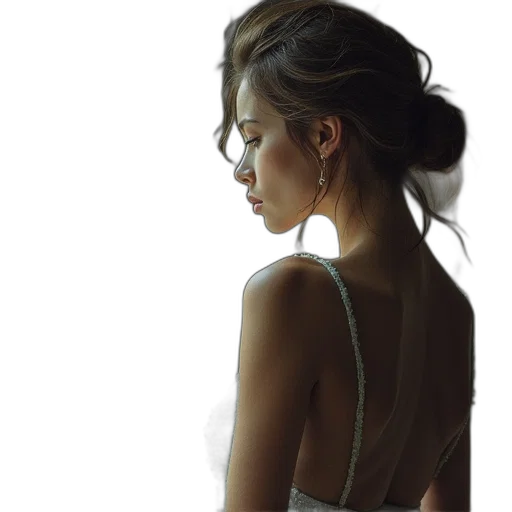 dress, jewelry, face, crown transparent PNG cut-out