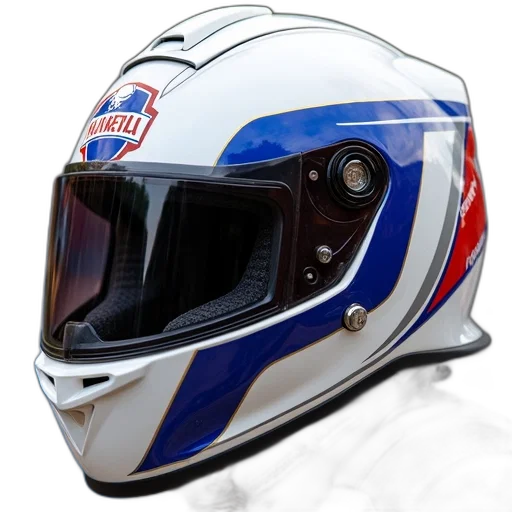 mask, photorealistic, 3d render, close-up, white, blue, motorcycle, helmet transparent PNG cut-out