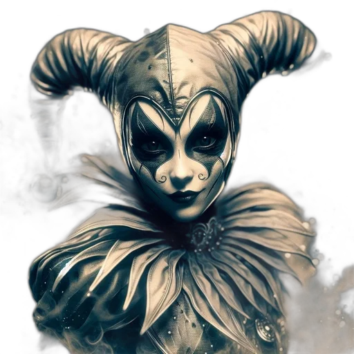 mask, face, creature, crown, concept art, fantasy art, comic book art, watercolor transparent PNG cut-out