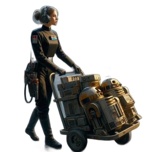 robot, staff, weapon, jacket, concept art, 3d render, cyberpunk, pixel art transparent PNG cut-out