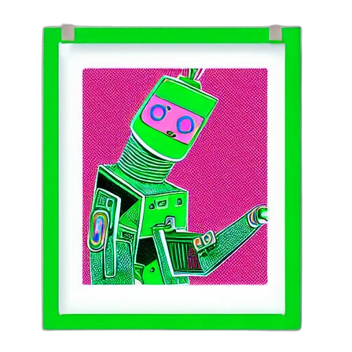 robot, vaporwave, pixel art, cartoon transparent PNG cut-out