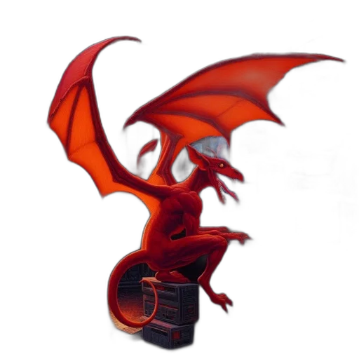 dragon, staff, creature, robot, concept art, fantasy art, pixel art, 3d render transparent PNG cut-out