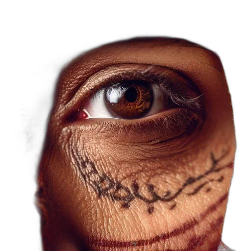 face, mask, hair, creature, photorealistic, 3d render, concept art, cyberpunk transparent PNG cut-out