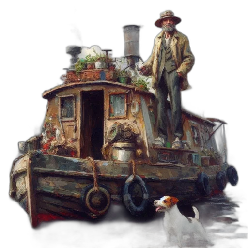 car, robot, concept art, oil painting, photorealistic, fantasy art, fog, city street transparent PNG cut-out