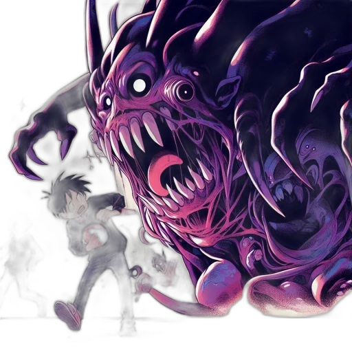 creature, concept art, comic book art, fantasy art, pixel art, outer space, dark, two transparent PNG cut-out