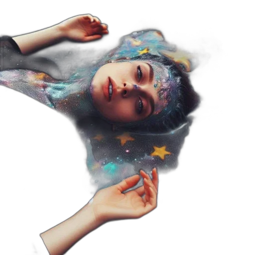 face, dress, mask, fantasy art, photorealistic, watercolor, concept art, outer space transparent PNG cut-out