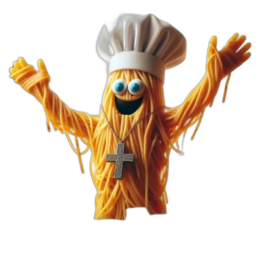 food, staff, robot, jacket, 3d render, anthropomorphic, spaghetti, serves transparent PNG cut-out