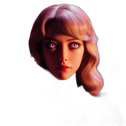 face, mask, robot, hair, concept art, photorealistic, 3d render, comic book art transparent PNG cut-out