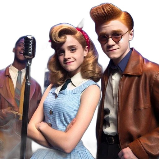 jacket, concept art, outer space, three, characters, retro, 1950s, 60s-inspired transparent PNG cut-out