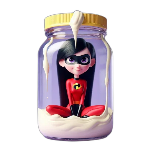 bottle, dress, robot, jewelry, cartoon, 3d render, concept art, comic book art transparent PNG cut-out