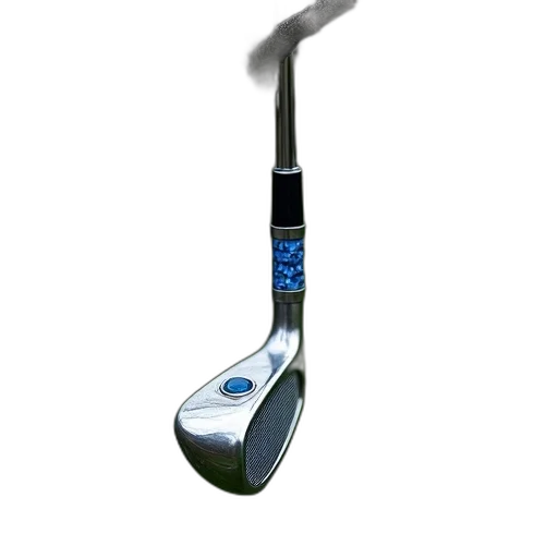 staff, weapon, 3d render, photorealistic, silver, golf, club, blue transparent PNG cut-out